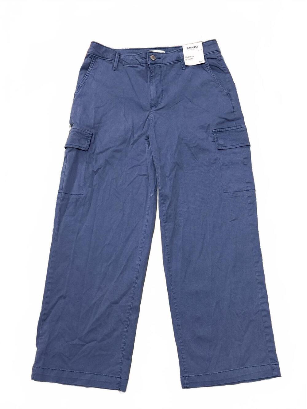 Sonoma Mid Rise Straight Cargo Pants Size 10P in Blue